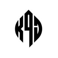 kqj-Kreisbuchstabe-Logo-Design mit Kreis- und Ellipsenform. kqj Ellipsenbuchstaben mit typografischem Stil. Die drei Initialen bilden ein Kreislogo. kqj Kreisemblem abstrakter Monogramm-Buchstabenmarkierungsvektor. vektor
