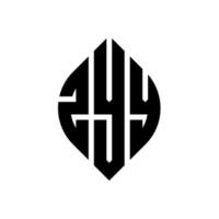 zyy Kreisbuchstabe-Logo-Design mit Kreis- und Ellipsenform. zyy ellipsenbuchstaben mit typografischem stil. Die drei Initialen bilden ein Kreislogo. zyy Kreisemblem abstrakter Monogramm-Buchstabenmarkierungsvektor. vektor