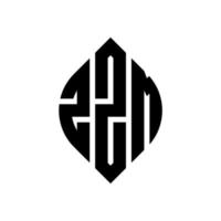 zzm-Kreisbuchstaben-Logo-Design mit Kreis- und Ellipsenform. zzm Ellipsenbuchstaben mit typografischem Stil. Die drei Initialen bilden ein Kreislogo. zzm Kreisemblem abstrakter Monogramm-Buchstabenmarkierungsvektor. vektor