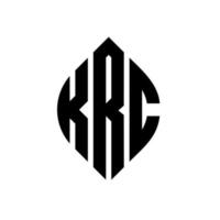 krc cirkel bokstavslogotyp design med cirkel och ellipsform. krc ellipsbokstäver med typografisk stil. de tre initialerna bildar en cirkellogotyp. krc cirkel emblem abstrakt monogram bokstav märke vektor. vektor