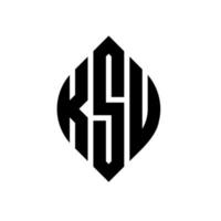 ksu-Kreisbuchstaben-Logo-Design mit Kreis- und Ellipsenform. ksu-Ellipsenbuchstaben mit typografischem Stil. Die drei Initialen bilden ein Kreislogo. ksu-Kreis-Emblem abstrakter Monogramm-Buchstaben-Markierungsvektor. vektor