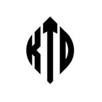 kto-Kreis-Buchstaben-Logo-Design mit Kreis- und Ellipsenform. kto Ellipsenbuchstaben mit typografischem Stil. Die drei Initialen bilden ein Kreislogo. kto-Kreis-Emblem abstrakter Monogramm-Buchstaben-Markierungsvektor. vektor