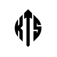 kts-Kreisbuchstaben-Logo-Design mit Kreis- und Ellipsenform. kts Ellipsenbuchstaben mit typografischem Stil. Die drei Initialen bilden ein Kreislogo. kts-Kreis-Emblem abstrakter Monogramm-Buchstaben-Markierungsvektor. vektor