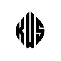 kws cirkelbokstavslogotypdesign med cirkel- och ellipsform. kws ellipsbokstäver med typografisk stil. de tre initialerna bildar en cirkellogotyp. kws cirkel emblem abstrakt monogram bokstav märke vektor. vektor