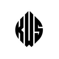 kws-Kreisbuchstaben-Logo-Design mit Kreis- und Ellipsenform. kws Ellipsenbuchstaben mit typografischem Stil. Die drei Initialen bilden ein Kreislogo. kws-Kreis-Emblem abstrakter Monogramm-Buchstaben-Markierungsvektor. vektor