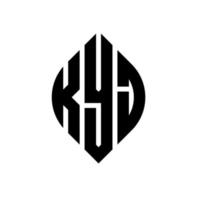 Kyj-Kreis-Buchstaben-Logo-Design mit Kreis- und Ellipsenform. kyj ellipsenbuchstaben mit typografischem stil. Die drei Initialen bilden ein Kreislogo. Kyj-Kreis-Emblem abstrakter Monogramm-Buchstaben-Markierungsvektor. vektor