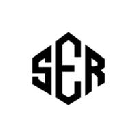 ser-Brief-Logo-Design mit Polygonform. Ser-Polygon- und Würfelform-Logo-Design. Ser Sechseck-Vektor-Logo-Vorlage in weißen und schwarzen Farben. ser-monogramm, geschäfts- und immobilienlogo. vektor