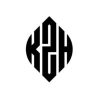 kzh cirkelbokstavslogotypdesign med cirkel och ellipsform. kzh ellipsbokstäver med typografisk stil. de tre initialerna bildar en cirkellogotyp. kzh cirkel emblem abstrakt monogram bokstaven märke vektor. vektor