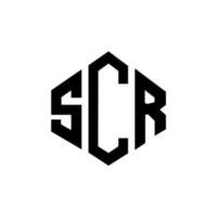 scr bokstavslogotypdesign med polygonform. scr polygon och kubform logotypdesign. scr hexagon vektor logotyp mall vita och svarta färger. scr monogram, affärs- och fastighetslogotyp.