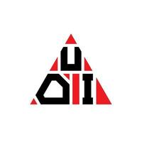 uoi triangel bokstavslogotypdesign med triangelform. uoi triangel logotyp design monogram. uoi triangel vektor logotyp mall med röd färg. uoi triangulär logotyp enkel, elegant och lyxig logotyp.
