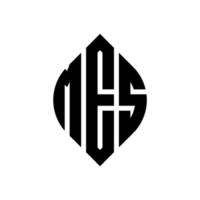 mes-Kreis-Buchstaben-Logo-Design mit Kreis- und Ellipsenform. Mes-Ellipsenbuchstaben mit typografischem Stil. Die drei Initialen bilden ein Kreislogo. Mes-Kreis-Emblem abstrakter Monogramm-Buchstaben-Markierungsvektor. vektor