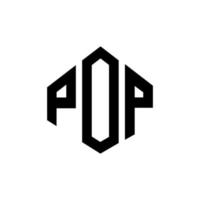 pop letter logotyp design med polygon form. pop polygon och kub form logotyp design. pop hexagon vektor logotyp mall vita och svarta färger. popmonogram, affärs- och fastighetslogotyp.
