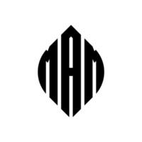 Mam-Kreis-Buchstaben-Logo-Design mit Kreis- und Ellipsenform. mam ellipsenbuchstaben mit typografischem stil. Die drei Initialen bilden ein Kreislogo. Mam-Kreis-Emblem abstrakter Monogramm-Buchstaben-Markenvektor. vektor