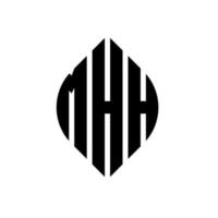 Mhh-Kreis-Buchstaben-Logo-Design mit Kreis- und Ellipsenform. mhh Ellipsenbuchstaben mit typografischem Stil. Die drei Initialen bilden ein Kreislogo. mhh Kreisemblem abstrakter Monogramm-Buchstabenmarkierungsvektor. vektor