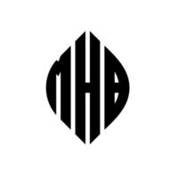 mhb-Kreisbuchstaben-Logo-Design mit Kreis- und Ellipsenform. mhb Ellipsenbuchstaben mit typografischem Stil. Die drei Initialen bilden ein Kreislogo. Mhb-Kreis-Emblem abstrakter Monogramm-Buchstaben-Markierungsvektor. vektor