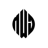 mwj-Kreisbuchstaben-Logo-Design mit Kreis- und Ellipsenform. mwj Ellipsenbuchstaben mit typografischem Stil. Die drei Initialen bilden ein Kreislogo. mwj Kreisemblem abstrakter Monogramm-Buchstabenmarkierungsvektor. vektor