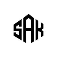 Sak-Brief-Logo-Design mit Polygonform. Sak-Polygon- und Würfelform-Logo-Design. sak Sechseck-Vektor-Logo-Vorlage in weißen und schwarzen Farben. sak-monogramm, geschäfts- und immobilienlogo. vektor