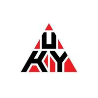 Uky-Dreieck-Buchstaben-Logo-Design mit Dreiecksform. Uky-Dreieck-Logo-Design-Monogramm. Uky-Dreieck-Vektor-Logo-Vorlage mit roter Farbe. Uky dreieckiges Logo einfaches, elegantes und luxuriöses Logo. vektor