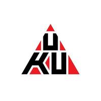 Uku-Dreieck-Buchstaben-Logo-Design mit Dreiecksform. Uku-Dreieck-Logo-Design-Monogramm. Uku-Dreieck-Vektor-Logo-Vorlage mit roter Farbe. dreieckiges uku-logo einfaches, elegantes und luxuriöses logo. vektor
