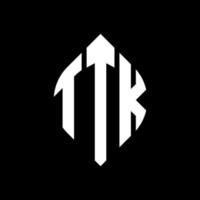 ttk-Kreisbuchstaben-Logo-Design mit Kreis- und Ellipsenform. ttk Ellipsenbuchstaben mit typografischem Stil. Die drei Initialen bilden ein Kreislogo. ttk-Kreis-Emblem abstrakter Monogramm-Buchstaben-Markierungsvektor. vektor