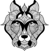wolf illustration geometrische tätowierungsart. süßer Wolf mit Mandala. Gliederung für Malbuch vektor