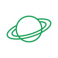 eps10 grüner Vektor Planet Saturn Linie Kunstsymbol oder Logo im einfachen flachen trendigen modernen Stil isoliert auf weißem Hintergrund