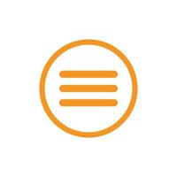 eps10 Orange Vektor Hamburger Menüleiste Kunstsymbol oder Logo im dicken abgerundeten Kreis isoliert auf weißem Hintergrund