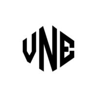 vne-Brief-Logo-Design mit Polygonform. Vne-Polygon- und Würfelform-Logo-Design. vne Sechseck-Vektor-Logo-Vorlage in weißen und schwarzen Farben. vne monogramm, geschäfts- und immobilienlogo. vektor