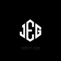 Jeg-Buchstaben-Logo-Design mit Polygonform. Jeg-Polygon- und Würfelform-Logo-Design. Jeg Sechseck-Vektor-Logo-Vorlage in weißen und schwarzen Farben. Jeg-Monogramm, Geschäfts- und Immobilienlogo. vektor