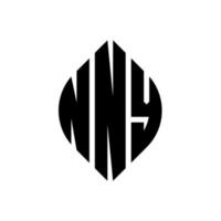 ny Circle Letter Logo Design mit Kreis- und Ellipsenform. nny ellipsenbuchstaben mit typografischem stil. Die drei Initialen bilden ein Kreislogo. nny Kreisemblem abstrakter Monogramm-Buchstabenmarkierungsvektor. vektor