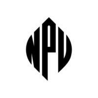 npu-Kreisbuchstaben-Logo-Design mit Kreis- und Ellipsenform. npu-ellipsenbuchstaben mit typografischem stil. Die drei Initialen bilden ein Kreislogo. npu-Kreis-Emblem abstrakter Monogramm-Buchstaben-Markierungsvektor. vektor