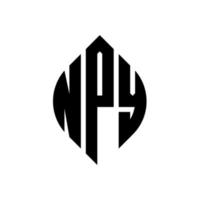 npy-Kreisbuchstaben-Logo-Design mit Kreis- und Ellipsenform. npy Ellipsenbuchstaben mit typografischem Stil. Die drei Initialen bilden ein Kreislogo. npy Kreisemblem abstrakter Monogramm-Buchstabenmarkierungsvektor. vektor
