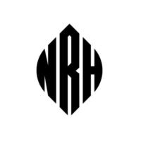 nrh-Kreis-Buchstaben-Logo-Design mit Kreis- und Ellipsenform. nrh Ellipsenbuchstaben mit typografischem Stil. Die drei Initialen bilden ein Kreislogo. nrh-Kreis-Emblem abstrakter Monogramm-Buchstaben-Markierungsvektor. vektor