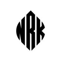 nk-Kreis-Buchstaben-Logo-Design mit Kreis- und Ellipsenform. nrk Ellipsenbuchstaben mit typografischem Stil. Die drei Initialen bilden ein Kreislogo. nrk-Kreis-Emblem abstrakter Monogramm-Buchstaben-Markierungsvektor. vektor