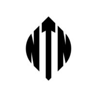 ntn-Kreisbuchstaben-Logo-Design mit Kreis- und Ellipsenform. ntn Ellipsenbuchstaben mit typografischem Stil. Die drei Initialen bilden ein Kreislogo. ntn-Kreis-Emblem abstrakter Monogramm-Buchstaben-Markierungsvektor. vektor