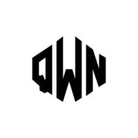 qwn brev logotyp design med polygon form. qwn polygon och kubform logotypdesign. qwn hexagon vektor logotyp mall vita och svarta färger. qwn monogram, affärs- och fastighetslogotyp.