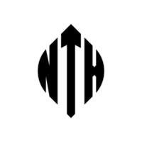 ntx-Kreisbuchstaben-Logo-Design mit Kreis- und Ellipsenform. ntx Ellipsenbuchstaben mit typografischem Stil. Die drei Initialen bilden ein Kreislogo. NTX-Kreis-Emblem abstrakter Monogramm-Buchstaben-Markierungsvektor. vektor