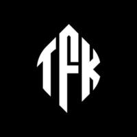 tfk-Kreisbuchstaben-Logo-Design mit Kreis- und Ellipsenform. tfk Ellipsenbuchstaben mit typografischem Stil. Die drei Initialen bilden ein Kreislogo. tfk-Kreis-Emblem abstrakter Monogramm-Buchstaben-Markierungsvektor. vektor