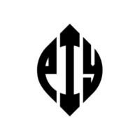 Piy-Kreis-Buchstaben-Logo-Design mit Kreis- und Ellipsenform. Piy-Ellipsenbuchstaben mit typografischem Stil. Die drei Initialen bilden ein Kreislogo. Piy-Kreis-Emblem abstrakter Monogramm-Buchstaben-Markierungsvektor. vektor