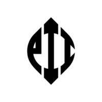pii-Kreisbuchstaben-Logo-Design mit Kreis- und Ellipsenform. pii ellipsenbuchstaben mit typografischem stil. Die drei Initialen bilden ein Kreislogo. pii kreis emblem abstraktes monogramm buchstabe mark vektor. vektor
