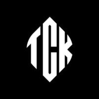 tck-Kreis-Buchstaben-Logo-Design mit Kreis- und Ellipsenform. tck Ellipsenbuchstaben mit typografischem Stil. Die drei Initialen bilden ein Kreislogo. tck-Kreis-Emblem abstrakter Monogramm-Buchstaben-Markierungsvektor. vektor
