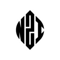 nzi-Kreis-Buchstaben-Logo-Design mit Kreis- und Ellipsenform. nzi ellipsenbuchstaben mit typografischem stil. Die drei Initialen bilden ein Kreislogo. Nzi-Kreis-Emblem abstrakter Monogramm-Buchstaben-Markierungsvektor. vektor