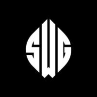 SWG-Kreisbuchstaben-Logo-Design mit Kreis- und Ellipsenform. swg-ellipsenbuchstaben mit typografischem stil. Die drei Initialen bilden ein Kreislogo. swg Kreisemblem abstrakter Monogramm-Buchstabenmarkierungsvektor. vektor