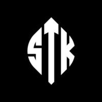 stk cirkel bokstavslogotyp design med cirkel och ellipsform. stk ellipsbokstäver med typografisk stil. de tre initialerna bildar en cirkellogotyp. stk cirkel emblem abstrakt monogram brev märke vektor. vektor