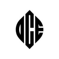 Oce-Kreis-Buchstaben-Logo-Design mit Kreis- und Ellipsenform. Oce Ellipsenbuchstaben mit typografischem Stil. Die drei Initialen bilden ein Kreislogo. oce-Kreis-Emblem abstrakter Monogramm-Buchstaben-Markierungsvektor. vektor