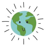 Logo-Vorlage für grüne Erde. Öko-Konzept. Tag der Erde. Cartoon lächelnde Erde. vektor