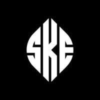 Ske-Kreis-Buchstaben-Logo-Design mit Kreis- und Ellipsenform. Ske-Ellipsenbuchstaben mit typografischem Stil. Die drei Initialen bilden ein Kreislogo. Ske-Kreis-Emblem abstrakter Monogramm-Buchstaben-Markierungsvektor. vektor