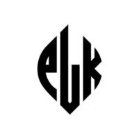 plk-Kreis-Buchstaben-Logo-Design mit Kreis- und Ellipsenform. plk ellipsenbuchstaben mit typografischem stil. Die drei Initialen bilden ein Kreislogo. plk-Kreis-Emblem abstrakter Monogramm-Buchstaben-Markierungsvektor. vektor