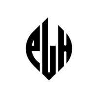 plx-Kreisbuchstaben-Logo-Design mit Kreis- und Ellipsenform. plx Ellipsenbuchstaben mit typografischem Stil. Die drei Initialen bilden ein Kreislogo. plx Kreisemblem abstrakter Monogramm-Buchstabenmarkierungsvektor. vektor