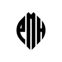 pmh-Kreisbuchstaben-Logo-Design mit Kreis- und Ellipsenform. pmh Ellipsenbuchstaben mit typografischem Stil. Die drei Initialen bilden ein Kreislogo. pmh Kreisemblem abstrakter Monogramm-Buchstabenmarkierungsvektor. vektor